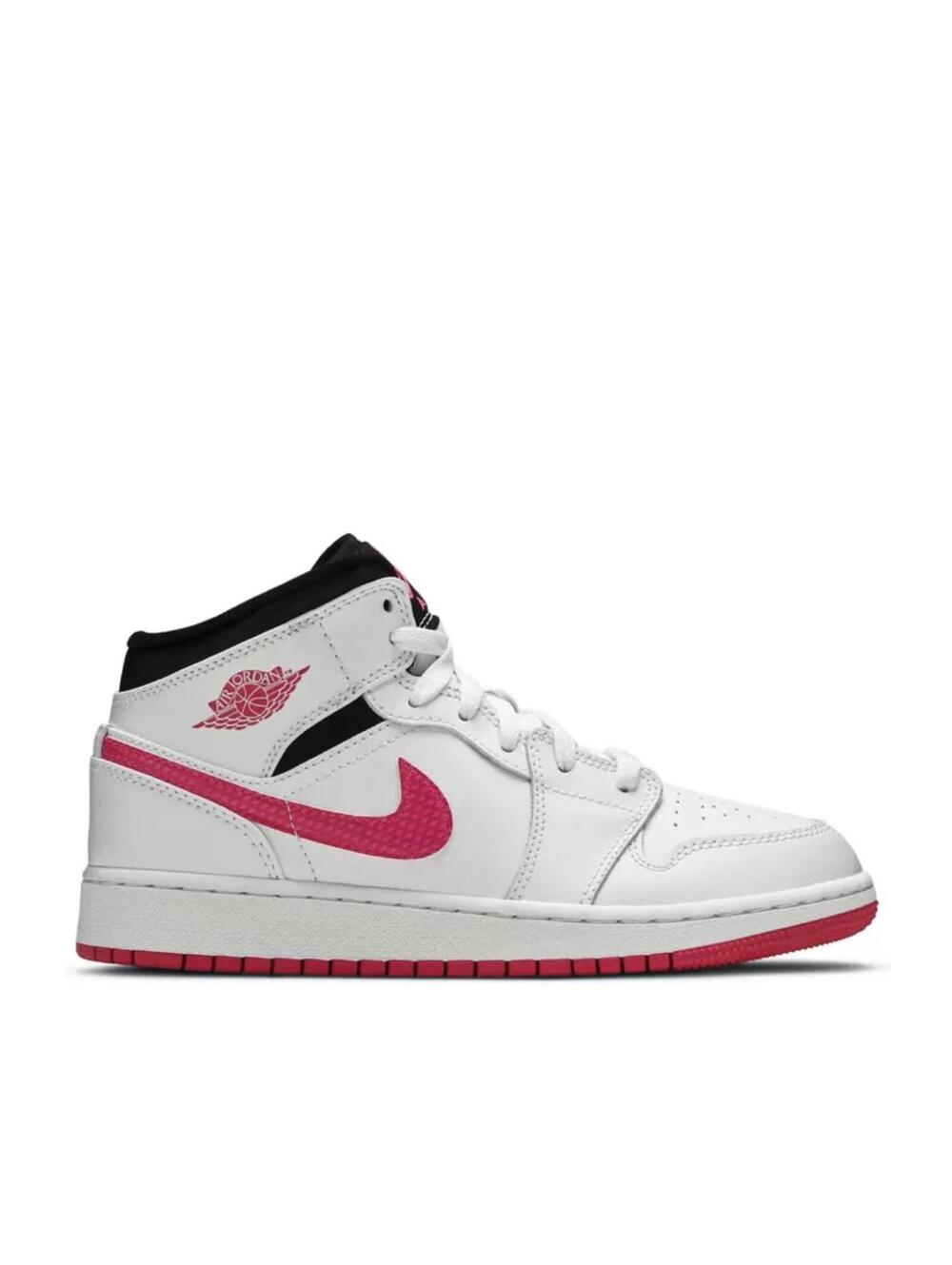 Air Jordan 1 Authentic Retro Mid White Black 'Hyper Pink' Youth Size 6.5